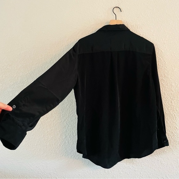 Black Silky Button Up Blouse - Picture 4 of 11